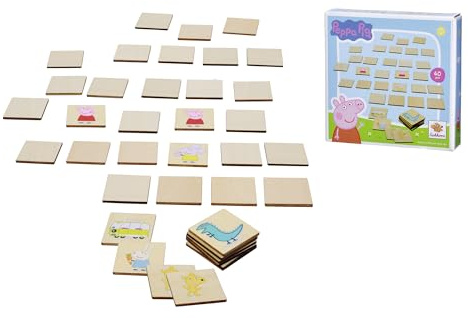 Eichhorn - Peppa Pig Bilder-Memo Spiel, 40 Steine mit 20 Motiven, fördert die Konzentration und das Gedächtnis, 4x4cm, 100% FSC zertifiziertes Lindensperrholz, ab 4 Jahren