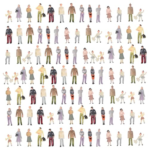 szzijia 1:100 100pcs Colorful Painted Mixed Model People Figure Layout Little People Figures for Miniature Scenes