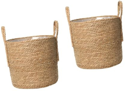 BESPORTBLE 2pièces Cache-pot Tressée Créatif Pour Plantes Intérieur Avec Film Intérieur Pour Éviter Les Fuites Pour Fleurs Naturelles Ou Artificielles Décoration Vintage Polyvalente