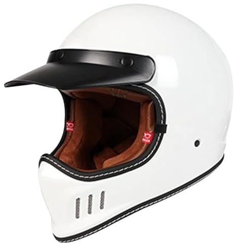 QJWMatic Retro-Integral-Motorradhelm, Straßen-Motorrad-Integralhelme Mit Sonnenblende ECE-Zugelassener Helm Für Erwachsene Männer Und Frauen A,M57-58CM