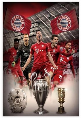 Poster auf Leinwand, Motiv: FC Bayern München Fußballmannschaft, Schlafzimmer, Dekoration, Landschaft, Büro, Raumdekoration, Geschenk, 30 x 45 cm