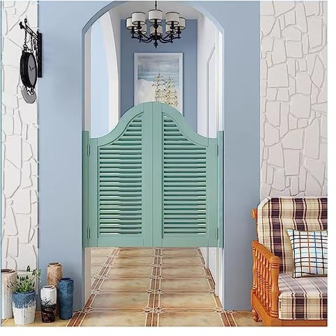 Portes de séparation de Couloir Vertes, Portes battantes avec charnières en métal, Portes à persiennes en Bois, Volets intérieurs préfabriqués pour Cuisine, Maison, Restaurant (Couleur : L x