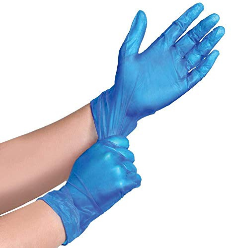 PRISTINE ENTERPRISE BOX OF 100 Strong 2r3 LARGE SIZE GLOVES, BLUE POWDER FREE VINYL DISPOSABLE GLOVES, Multi Purpose Disposable Gloves (BLUE GLOVES POWDER FREE, LARGE)