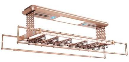 Drying Rack Clothing Foldable Large 159cm*34cm*7.8cm, Towel Drying Rack Electric Lifting with Load of 35kg, Ceiling Mounted Clothes Drying Rack with Heater Fan(Brown)