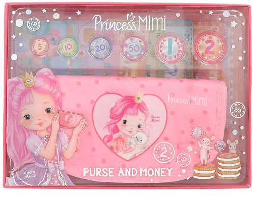 Depesche 12728 Princess Mimi - Portemonnaie mit Spielgeld in Pink und mit Prinzessin Motiv, Geldbörse mit Karten, Tickets, Scheinen und Münzen