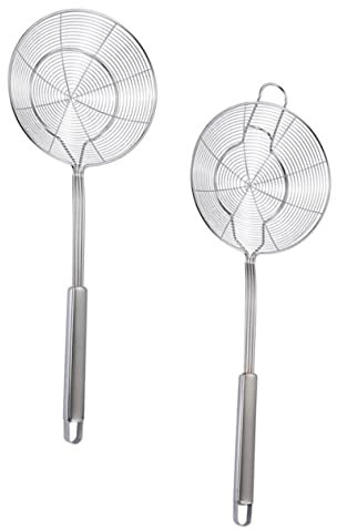 PAMINGONO 2piezas Espumadera De Inoxidable Colador De Cocina Para Pasta y Fritos Utensilios De Cocina Diseño Elegante Resistente Altas Temperaturas Fácil De Limpiar