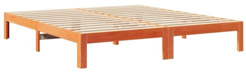 vidaXL Sängram utan madrass vaxbrun 180x200 cm massiv furu, sovrumsmöbler, sängbotten, dubbelsäng, säng, sängbord, träbädd, plattformssäng