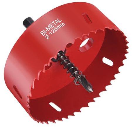 Flintronic Hålsåg med dubbla metaller, Ø 125 mm, hålsåg med sexkantig adapter och centreringsborr, för borrning av plast, PVC, trä, fiberpaneler, mjuk metall