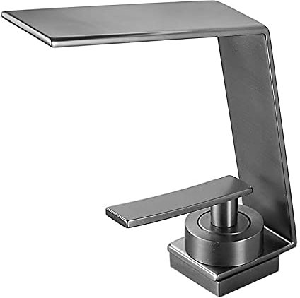 WDWDW Badezimmer-Wasserhahn, grau, Waschbecken, Waschbecken, Wasserhahn, Badezimmer, Unterbauwaschbecken, Badezimmerschrank, heiß und kalt, Wasserfall-Wasserhahn, Silber