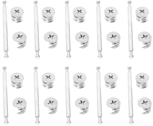 MAGICLULU 20ensembles Kit De Raccords De Mobilier Ferrures à Came Doubles pour Assemblage De Meubles Connecteurs Excentriques Zinc Goujons pour Armoires Et Commode