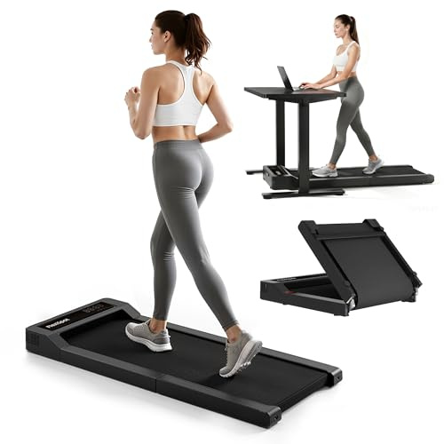 FlexiSpot Laufband 180° Faltbar, 4 in 1 Tragbares Walking Pad mit Fernbedienung und LED Display 120 kg Belastbar für Home Office & Zuhause (Schwarz)