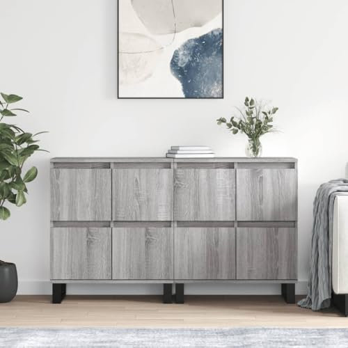 MOBCANT Sideboards 2 STK, Barschrank Geschirrschrank Cupboard Kleiderschrank Geeignet für Schlafzimmer Foyer Korridor Küche Grau Sonoma Holzwerkstoff