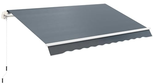 Outsunny Telo di Ricambio per Tenda Parasole Retrattile, Tessuto di Ricambio per Tenda a Braccio da 3x2.5 m in Poliestere, Anti UV 50+, per Balcone, Patio, Terrazzo, Esterno, Giardino, Grigio