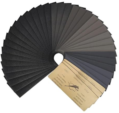 ORAGKE Papel de Lija, 42 Lijas al Agua de Grano 120 a 3000, Lija en Húmedo y en Seco 23 x 9 cm (9 x 3,6 pulg), Lijas Finas para Pulir Paredes, Metal, Madera, Coches y Cristal, Papel de Lija Fino