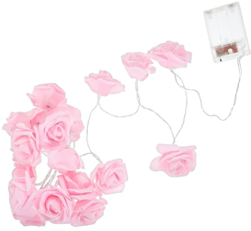 Operitacx Rose Flower Led String Lights 118 Inch Pink Lantern String Battery-Free Fairy Lights for Valentines Wedding Party Bedroom Curtain Home Wall Indoor Outdoor Decoration