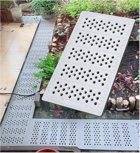 Grille de drainage de jardin amovible – Plaque de vidange facile à couper pour terrasse de jardin au bord de la piscine – Dimensions (L x l x H) : 50 x 25 x 2 cm. Installation et design rapides