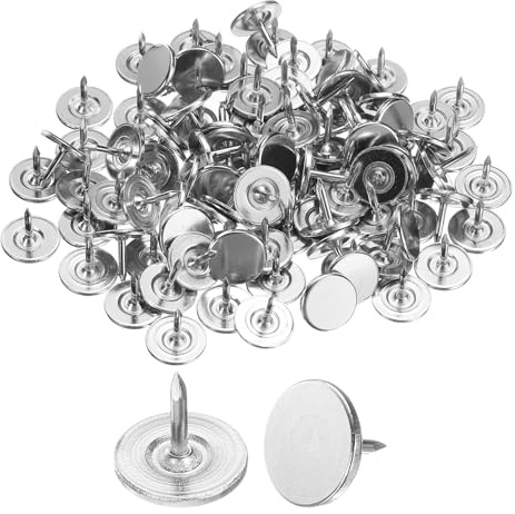 QUARKZMAN Polsternägel, Reißzwecken, Heftzwecken Dekorative Nägel 100 Stück | 11mmx10mm Flachkopf Daumennagel Dekorative Möbelnägel Stecknadeln für Möbel Sofa Kopfteile, Silber