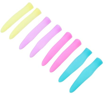 HAMPPLIES 4 Pairs Non Slip Silicone Cuticle Trimmer Handle Covers Protective Sleeve for Manicure Dead Skin Scissors Easy to Install and Safe Nail Scissors Grip Enhancer Random Color