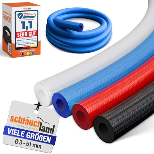 1m SILIKON-SCHLAUCH PROTEX Ø 6x12mm blau 180°C | METERWARE AUSWAHL | Silikonschlauch Universal Schlauch Luft Wasser Silikon Gewebe-Mantel verstärkt Gummi Lebensmittel-tauglich FDA Getränke