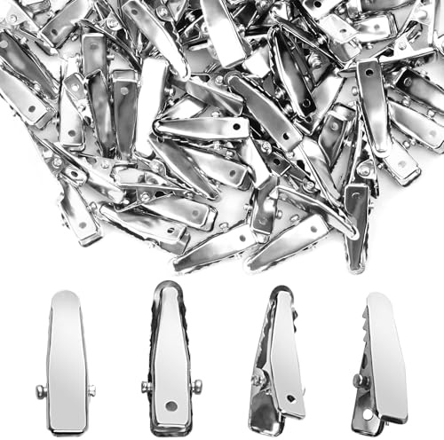 80 Stück Silberne Metall Alligator Haarklammern | Kleine Friseurklammern für Damen | Haaraccessoires & Bastel-Zubehör für DIY Friseurbedarf