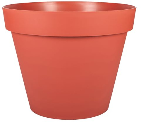 EDA Toscana - Maceta Redonda (40 cm de diámetro, 23 L, diámetro 39,5 x 31 cm), Color Naranja