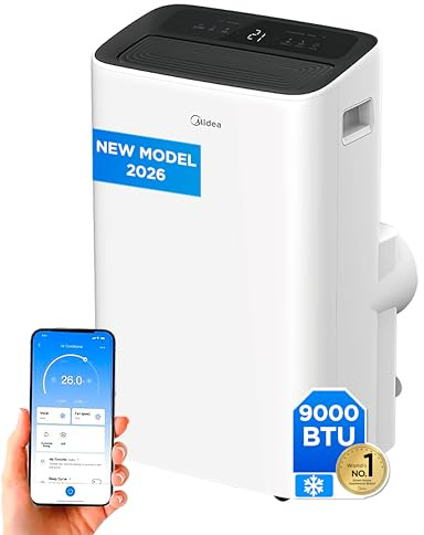 MIDEA Pinguin Klimaanlage, tragbar, kalt und warm, 2700 Kühlen/9000 BTU, leises Klimagerät mit Wärmepumpe, 3500 W, 4 Modi, mit Fensterset und Fernbedienung