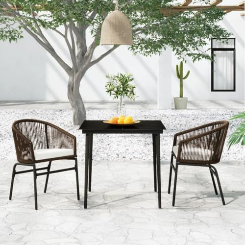 SKTQYQO Gartenmöbel-Set 3-teilig, braun, Gartenmöbel-Set zur Entspannung im Freien, Terrassenmöbel-Set für den Außenbereich