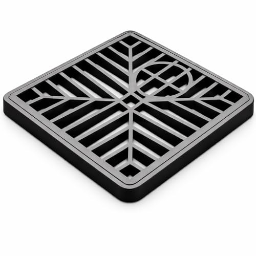 Cubierta de drenaje cuadrada para exteriores, 150 mm x 150 mm, cubierta de rejilla de drenaje resistente para jardines, patios, entradas de vehículos, evita que las hojas y los desechos bloqueen el