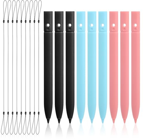 Ymapinc 9Pcs Doodle Board Replacement Stylus Drawing Pen with Lanyards, 4.45inch Colorful Pens for LCD Writing with 9 Hanging Rope