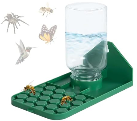 Bebedero para arañas saltadoras,Dispensador de Agua Multiorificios Antifugas - Plato de Alimentación para Abejas - para Geckos, Aves, Hogar, Jardín, Patio, Parque, Exteriores, Excursiones Diarias,