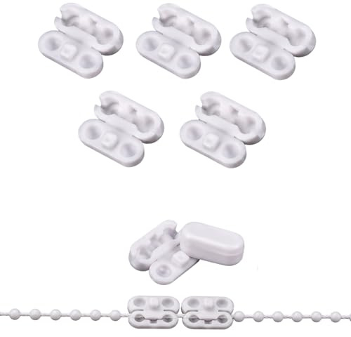 ROKEL Roller Blind Chain Connector Clips — 5 Pack Plastic Replacement Ball Chain Connectors for 4.5mm Roman, Vertical & Roller Blinds, Easy Fit Blind Cord Repair Clips (Plastic-5Pcs)
