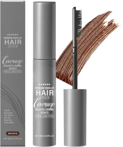 Hair Root Cover Up Mascara,Root Touch Up for Grey Hair,Instant Temporary HairColor Brush Pen for Men Women,Waterproof Long Lasting Concealer to Hide Grey Roots, Hairline Beard Touch Up(brown)