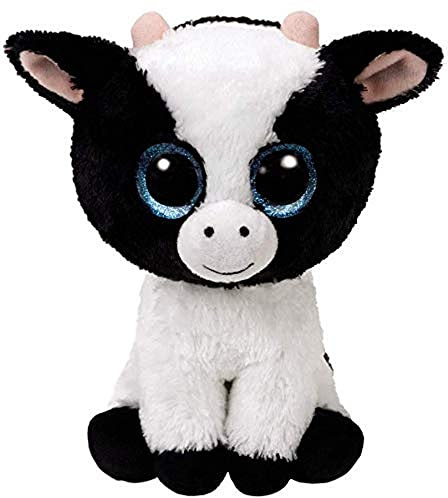 TY 36841 Beanie Boo's Butter Kuh mit Glitzeraugen, 15 cm, schwarz/weiß