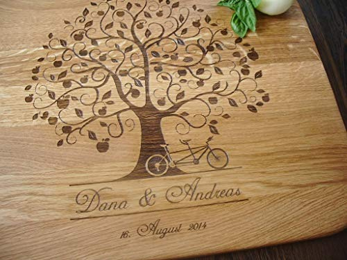 Personalisiertes Schneidebrett mit Apfelbaum | Handgefertigt Frühstücksbrettchen | Hochzeitsgeschenk | Geschenke für Frauen | Schneidebrett holz mit Lasergravur von Algis Crafts