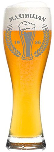 laser-diele Leonardo Weizenglas mit Gravur - Ideales Vatertagsgeschenk für Papa - 0,5l - Personalisiertes Bierglas mit Gravur - Weizenbierglas - Schaumkrone