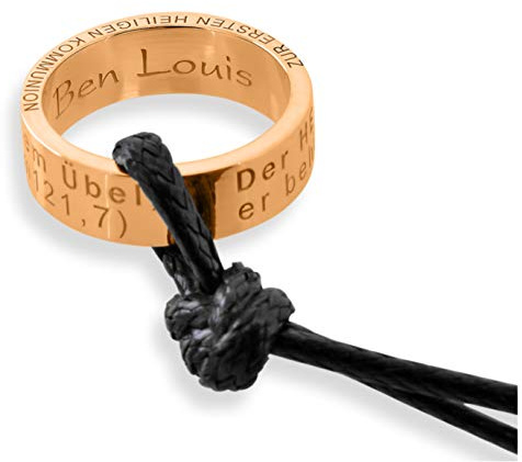 Taufring Gravur Taufschmuck rosé Gold mit Namen Taufspruch 925 Silber Kommunion Kette Ring Kette Gravur Schmuck mit Psalm Konfirmation Geschenk | HANDMADE IN GERMANY