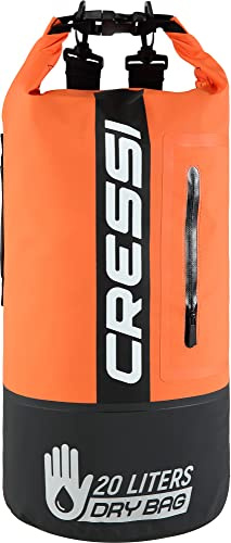 Cressi Dry Bag Premium, Sacca/Zaino Impermeabile per attività Sportive Unisex Adulto, Nero/Arancio/Bicolore, 20 L
