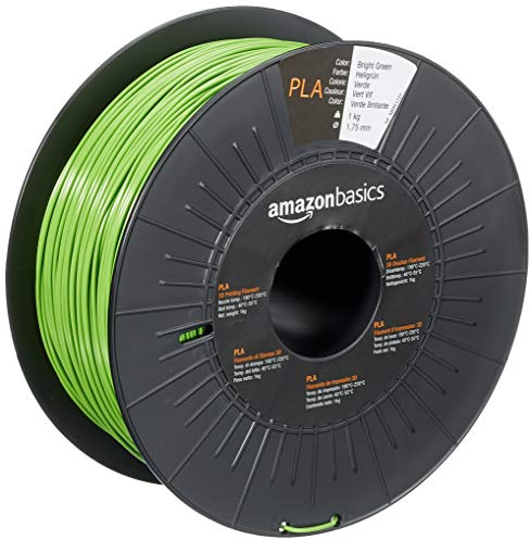 Amazon Basics Filamento per stampanti 3D, in polilattato (PLA), 1.75 mm, verde brillante, 1 kg per bobina