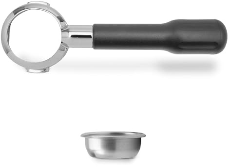 LELIT LELIT57 Bottomless Portafilter - Inklusive Edelstahlfilter - Klassischer Griff - PLA570S - Silber/Schwarz
