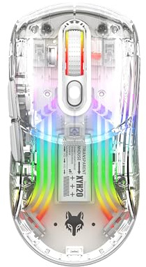 Attoe Bluetooth Wireless Mouse, Transparent RGB Mechanical Dual Mode Gaming Mouse, A Must-Have Cool USB Computer Mouse for Gaming and Esports