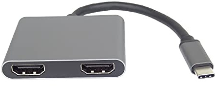 PremiumCord MST 4K Adapter USB-C auf 2X HDMI, USB 3.2 Typ C Stecker auf 2X HDMI Buchse, erweiterte + Spiegelfunktionen, USB3.0, PD, Auflösung 4K, Full HD 1080p