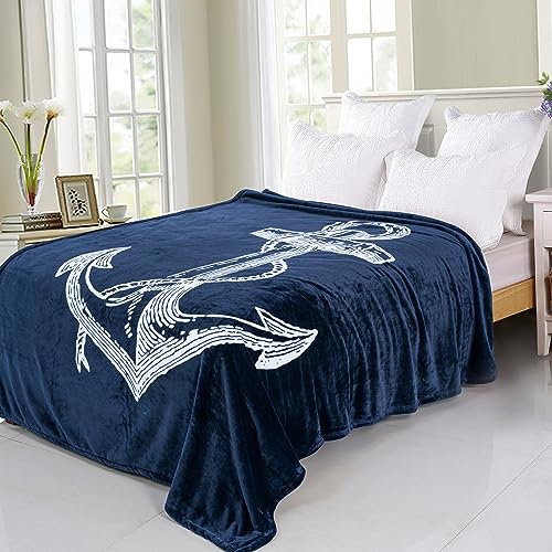 Bronze Wolldecke ohne Sherpa 150x200cm kuschelweich Ankermotiv Maritim Schlafdecke