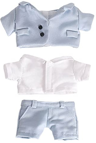 niannyyhouse 15 cm Plüsch-Puppenkleidung, Anzug, Mantel + Hemd + Hose, 3-teiliges Set, Puppen-Dressup (15 cm, blau)