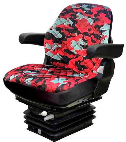 Binbir Trend Strapazierfähiger Universal-Traktorsitzbezug für Schranktraktoren ohne Kopfstütze, Gabelstapler-Sitzbezug, Camuflage-Muster, 8 Farben (Impertex Red Camuflage)
