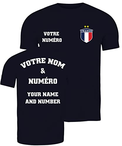 lepni.me Herr personlig fotbollströja Frankrike T-shirt | Ditt namn och nummer | franska flaggan märke | fotbolls-EM 2024, Fans (XL Navi Blue Flerfärgad)