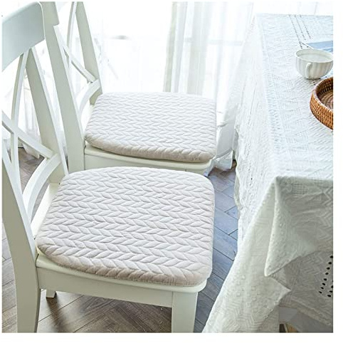 Yadlan Stuhlkissen Landhausstil mit BäNdern, Esszimmerstuhl Sitzkissen 40x40 4er Set, Waschbar Halbrund Stuhlauflagen KüChenstuhl, Universell für alle Jahreszeiten(Color:Weiß)