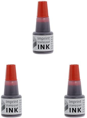 Imprint Stempelfarbe zum Nachfüllen für Stempelkissen 9072M & 9073M, Wasserbasierend Rot, 3er Pack