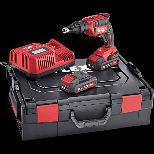 Flex MAK0396 Gipskartonschrauber, 18 V, DW 45 18.0-EC/2.5 Set, 2 Akkus + Ladegerät, 467146