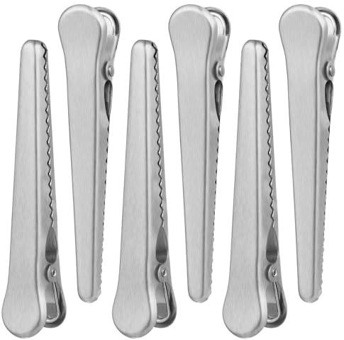 Kichvoe 6pcs Kitchen Clips Bag Sealing Clip Stainless Steel Stainless Sealing Clip Metal Alligator Clips Snack Sealing Machine Metal Clips Heavy Duty Kitchen Clamp Bread Clip Bags