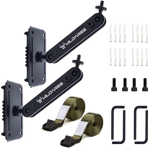 WILDARES Lot de 2 supports de montage pour caméra de trail, accessoires pour équipement de chasse, support de caméra de chasse, sangle en fibre de nylon, métal robuste, noir, 15 x 9,4 x 6,3 cm